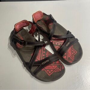 Merrell Sandspur Rose Sandals 7 Women's Cocoa/Coral Leather Comfort Ankle Strap